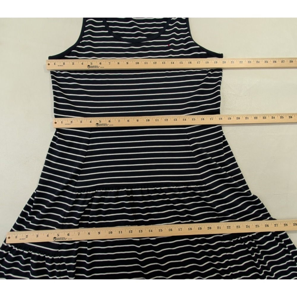Tommy Hilfiger Maxi Dress Womens L Blue White Stripe Stretch Beach Vaca Nautical - Picture 8 of 8